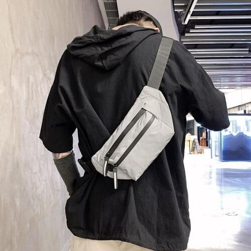 Hip-hop Sports Waist Bag Messenger Bag Women Cross Body Bags Men Bag for Men Headphone Hole Reflective Mens Chest Bag