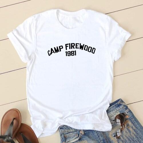 CAMP FIREWOOD Short Sleeve Cotton Tshirt Women Top O-neck Funny T Shirt Women Casual T Shirt Women Funny Tee Shirt Femme