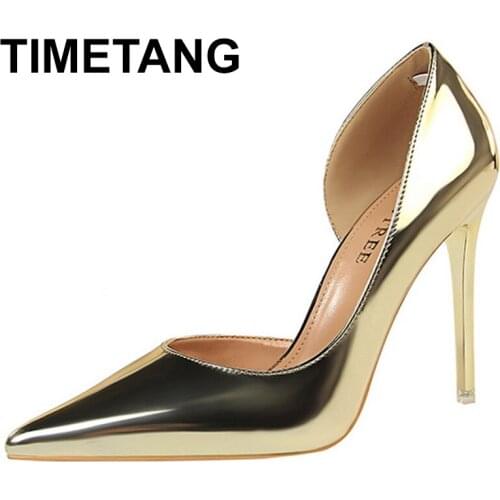 TIMETANG Shoes Sexy Woman Pumps Patent Leather High Heels Plus Size 43 Women Shoes Heels 2021 Stiletto Ladies Shoes Wedding Shoe