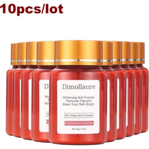 10PCS Dimollaure Kojic Acid Whitening Powder Face Cream Remove Dark Spots Face Care Moisturizing Anti-Aging Firming Skin Care