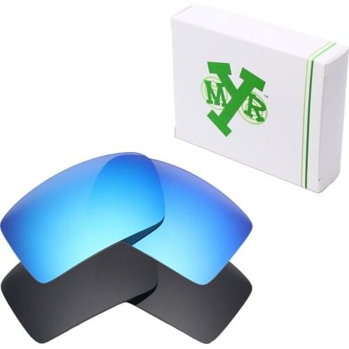 2 Pairs Mryok POLARIZED Replacement Lenses for Oakley Eyepatch 2 Sunglasses Stealth Black & Ice Blue
