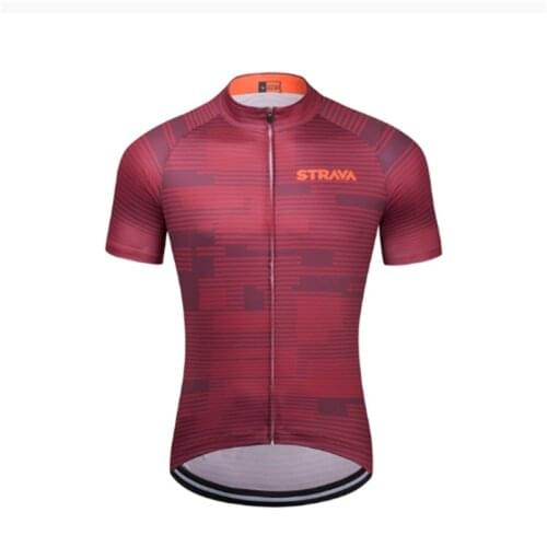 STRAVA 2021 Mens Summer Breathable Cycling Clothes Tops， Mountain Bike Short-Sleeved Cycling Jerseys， Mens Quick-Drying Tops