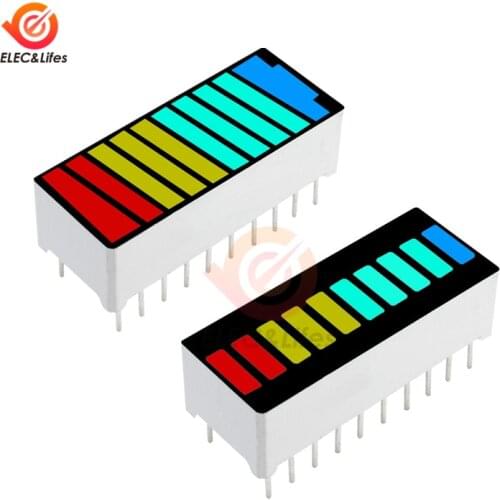 5Pcs DIY LED Light Display Module 10 Segment Bargraph Display Module Bar Graph Ultra Bright Red Yellow Green Blue Multi-color