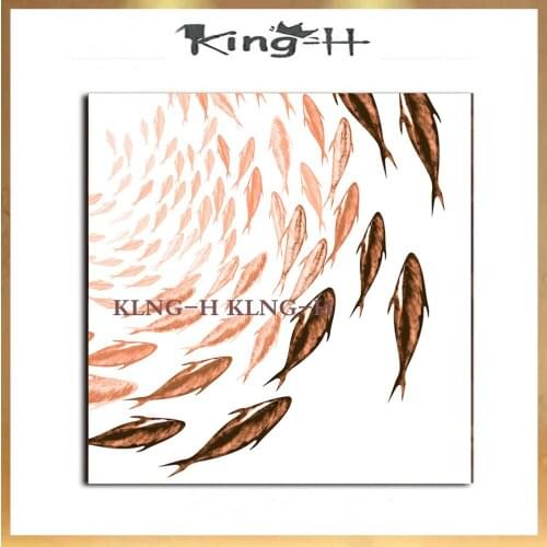 Artista pintado a mano alta calidad abstracto moderno peces pintura al óleo sobre lienzo pintado a mano pequeños animales peces