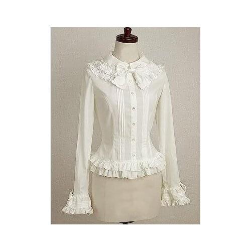 2019 New Pattern Blouse White Cotton Lolita Shirt with lace daily wear sweety Customize for plus size adults and kids