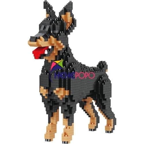 Doberman Dog Diamond Building Blocks Pet Animal Bull Terrier Chow Husky Golden Retriever Model Mini Bricks Figures