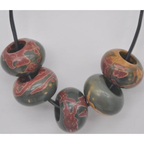 14MM Picasso Jaspe Big Hole Loose Beads Charms Fit Charms Jewelry For Woman Gift Bracelet Findings (5 pcs/lot) H175