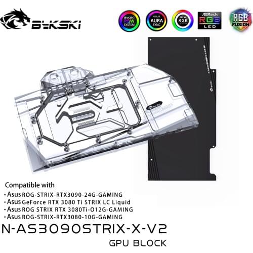 Bykski Water Block use for ASUS RTX 3090 /3080 Strix GPU Card / Full Cover Copper Radiator Block /A-RGB / RGB