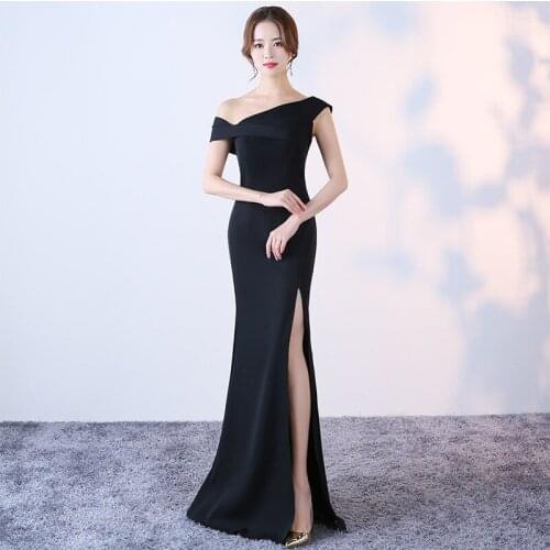Black High Split Sexy Evening Dresses Qi Pao Women Chinese Traditional Dress Qipao Promotion Robe Orientale Fashion Party Gown