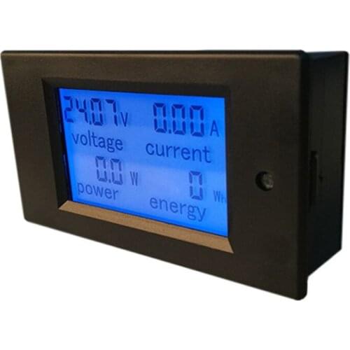 PEACEFAIR DC Digital Panel Voltmeter Ampere Meter 6.5-100V 4 IN1 LCD Volt Current Watt Power Consumption Meter Bulit-in Shunt