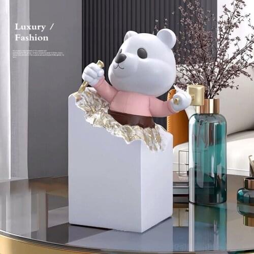 Home Decor FRP Creative Bear Tabletop Ornaments Home Decoration Accessories Statue Living Room Sculpture Porch New House Gifts