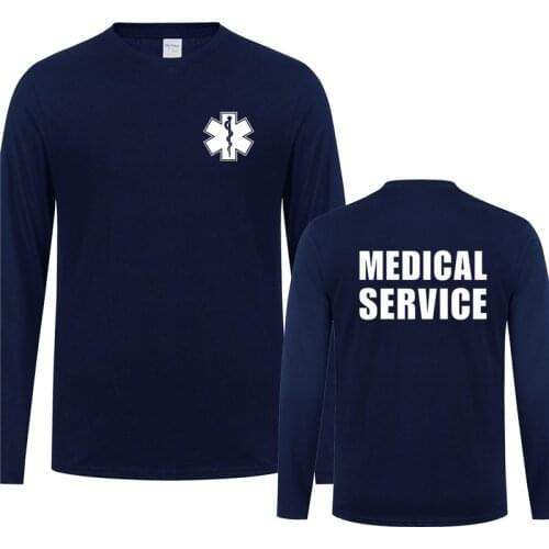 EMT Paramedic Emergency Medical Services Long Sleeve T Shirt Men Casual Mans Full Sleeve Tops QR-035