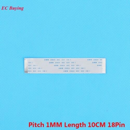 FFC Ribbon Cable 18 Pin Ribbon Cable Flat Cable 18Pins Flexible Flat Cable Forward Direction Pitch 1mm Length 10cm 5Pcs