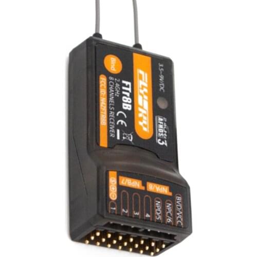 FLYSKY FTr8B AFHDS3 2.4G 8CH PWM/PPM/i.BUS Out/S.BUS Dual Antennas Receiver for PL18 NB4 NB4 Lite Airplane Helicopter Vehicle