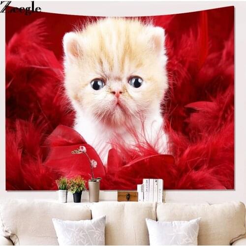 Zeegle Cat Pattern Tapestry Animal Printed Wall Hanging Mural Gobelin Living Room Child Baby Bedroom Decor Tapestry