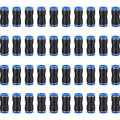 GTBL 100Pcs PU Pneumatic Fittings 2-Way Straight Connector Quick Release Pneumatic Connectors Air Line Fittings for 6mm Tube