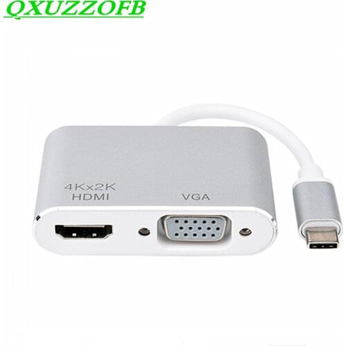 Type-c to Vga 1080P HUB Computer Monitor Converter Cable HDMI-compatible Laptop Docking Station for Apple Macbook PC