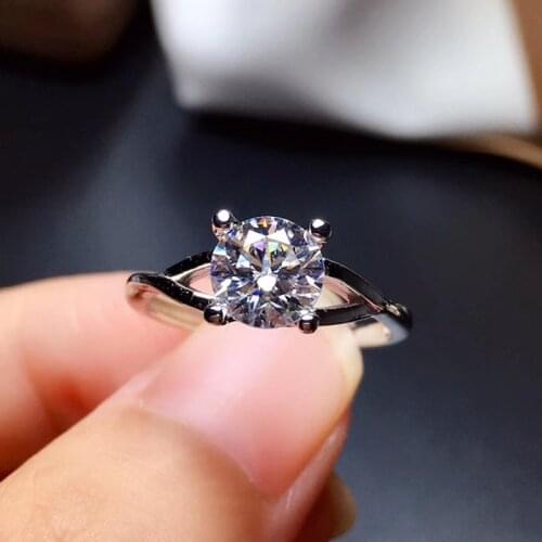 LeeChee Moissanite Ring for Women Anniversary Gift 1CT VVS1 6.5MM Fine Jewelry Lab Diamond with Certificate Real 925 Sliver