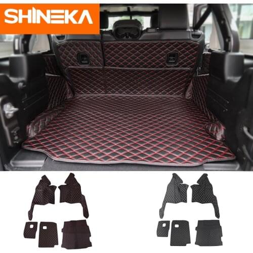 SHINEKA Cargo Liner Artificial Leather Mat Luxury Waterproof Tailgate Floor Mat 4Door Accessories For Jeep Wrangler JL 2018-2021
