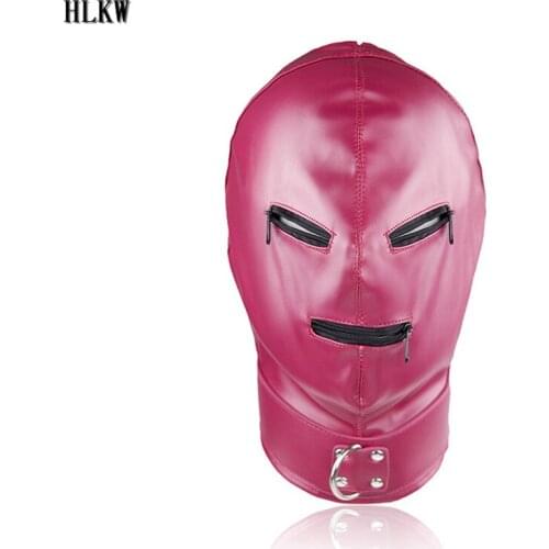 Leather Head Harness Dildo Hood Mask Bondage Restraints BDSM Cosplay Blindfold&Gag,Sexy Costumes Exotic Apparel Toys for adults