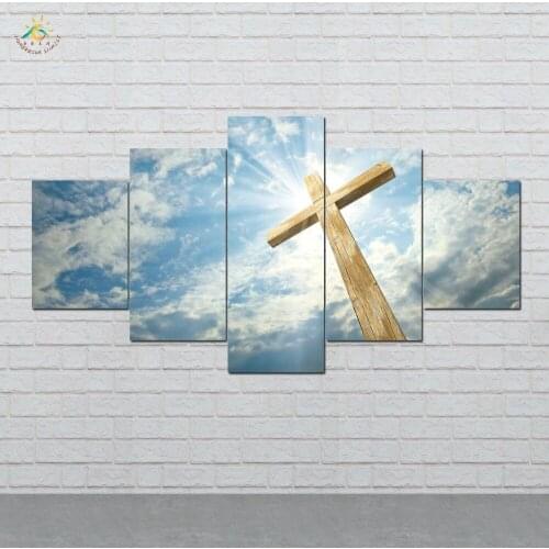 Cross Against the Sky Modern Canvas Art Prints Poster Wall Painting Home Decoration Artwork Wall Art Pictures 5 Pieces