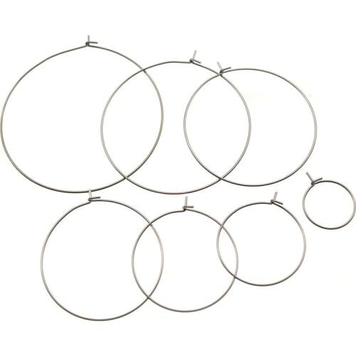 30pcs/lot 15 20 25 30 35 40 50 MM Stainless Steel Round Big Circle Wire Earring Hoops Findings for DIY Earring Jewelry Making