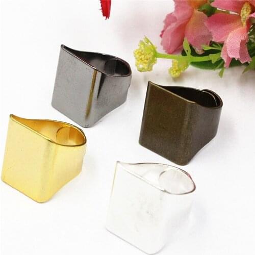 Copper Head size 18x20mm Rectangle Adjustable Ring Blank Setting Bezel Blank Tray Ring Base For DIY Making accessory 5pcs/lot