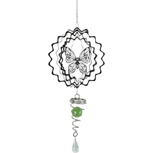 Stainless Steel Metal Wind Spinner Indoor and Outdoor Garden Decoration 3D Pattern Hanging Decoration