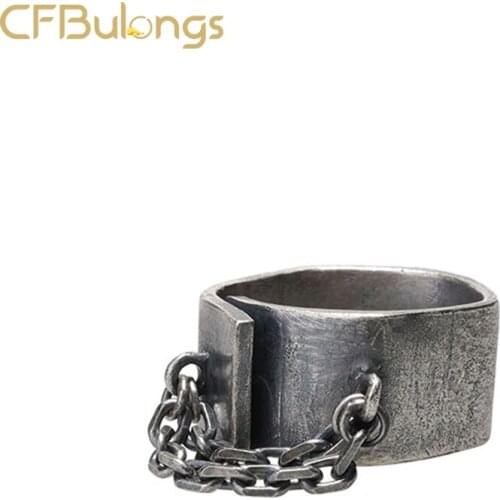 CFBulongs 2020 New High Quality Stainless Steel Antique Ring Men Retro Punk Chain Locomotive Simple Jewelry
