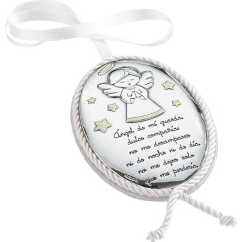 Docolastra MUSICAL locket crib or pram with Guardian Angel with lovely prayer and rattlesnake