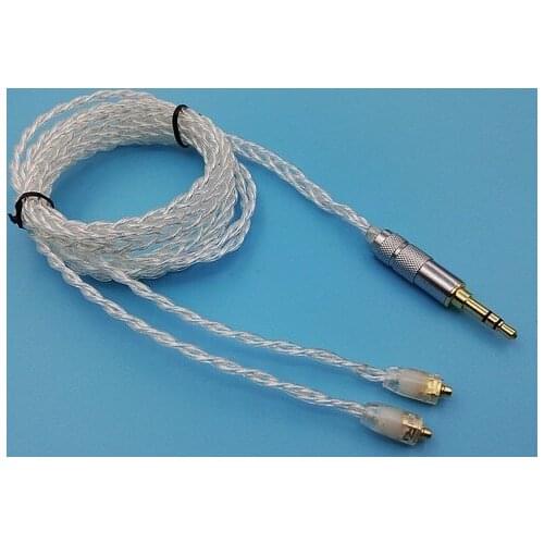 Soft handmade 6n single crystal silver plated 8 share braid 112 core se215 se535 earphone upgrade cable