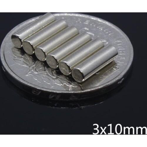 50pcs Bulk Small Round Cylinder Neodymium Disc Magnets Dia 3mm x 10mm Super Powerful Strong Rare Earth N35 NdFeB Magnet 3*10mm