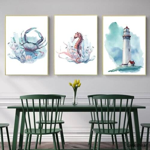 Nordic Poster Cartoon Canvas Painting Animal Abstract Home Decor Crab Prints Canvas Painting Wall Pictures For Living Room