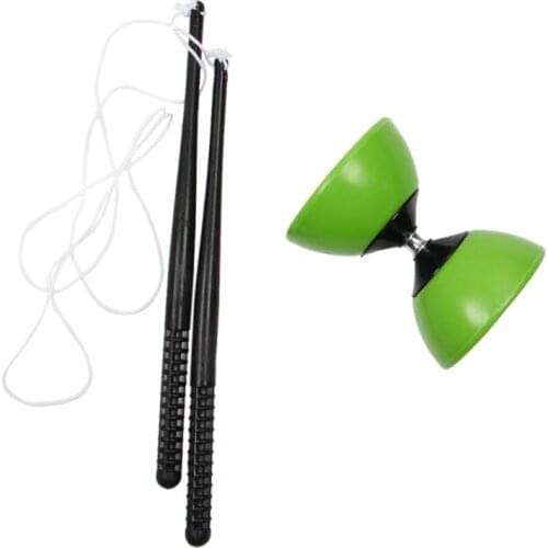 Plastic Bowl Diabolo Juggling Spinning Chinese Yo Yo Classic Toy with Hand Sticks Green