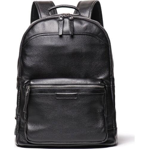 Nesitu Highend Coffee Black Brown Vegatable Tenned Full Grain Genuine Leather 14'' 15.6'' Laptop Women Mens Backpack Travel Bag