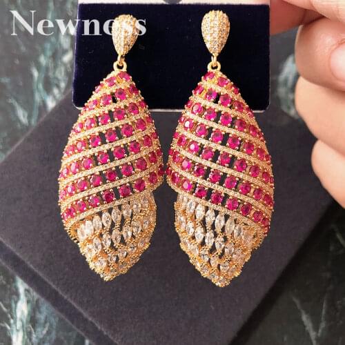 Newness Elegant water drop Shaped AAA Cubic Zirconia Crystal Bridal Drop Earrings Luxury Wedding Jewelry for Brides