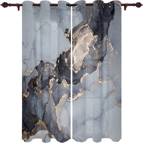 Marble Texture Gray Window Curtains Kids Room Living Room Curtain Panels Valance Curtains for Kitchen