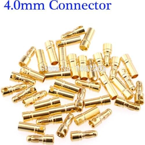 Plug Connector 4.0mm 4.0 mm Gold Bullet Banana Connector plug for RC Quadcopter Motor ESC Lipo Battery Plugs Connect