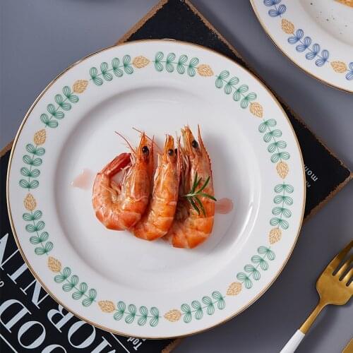 Nordic Ins Small Fresh Western Food Dessert Cake Plate Phnom Penh Leaves Ceramic Steak Plate Home Network Red Plate Dishes
