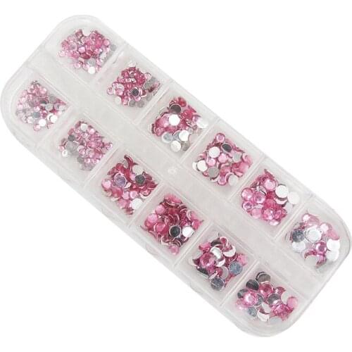 1Box(400Pcs) Pink Acrylic Rhinestone For Needlework FlatBack Cabochon Scrapbook Decoration Craft DIY Embellishments Accessories