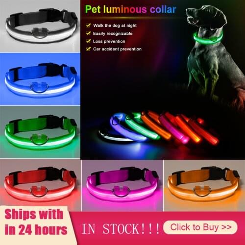 LED Pet Dog Collar Night Safety Flashing Glow In The Dark Dog Leash,Dogs Luminous Fluorescent Collars Pet Supplies Anti-lost