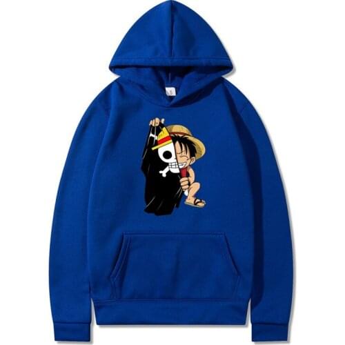 Hoodies Men Casual Homme Fleece Pullover Japanese Anime Luffy Printed Male Streetwear Clothing Men WomenHoodie Tops