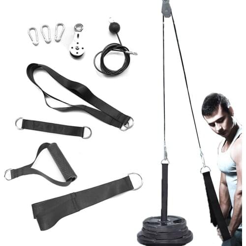 Fitness LAT and Lift Pulley System Cable Machine Attachment Arm Biceps Triceps Blaster Hand Strength Trainning Home Gym Workout