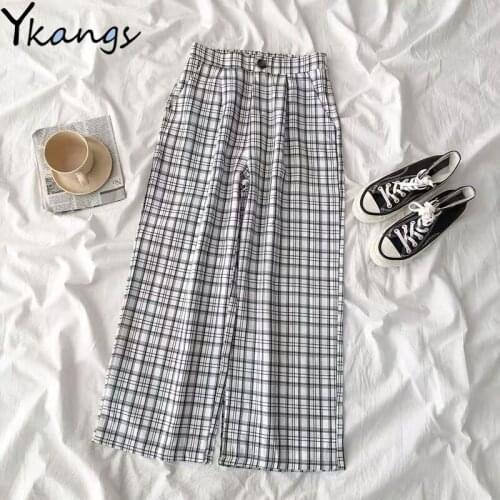 Женские брюки в клетку YKANGS China At AliExpress