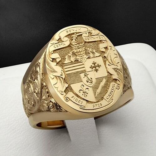 Punk Charm Jewelry Badges Gold Plated Rings Carved Godfather Geometry Domineering Eagle Exaggerated Big Ring For Men Women Gifts