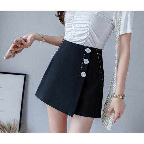 2021summer Casual A-line short skirt High Waist Wide Leg Short skirt pants Women Korean Brief Solid Leisure Shorts
