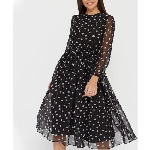 Womens Spring and Autumn Casual Printed Long Skirt 2021 Fashion O-neck 3/4 Sleeve Retro Min Dress Ladies Elegant Banquet Dress