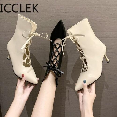 2020 Fashion Womens Ankle Boots Sexy High Heels Lady Platform Pumps Lace Up Shoes Female