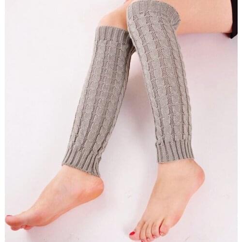 Women Winter Warm Twisted Leg Socks Solid Color Acrylic Knitted Tight Ladies Stocking Over Knee Thigh High Leg Warmers Long Boot