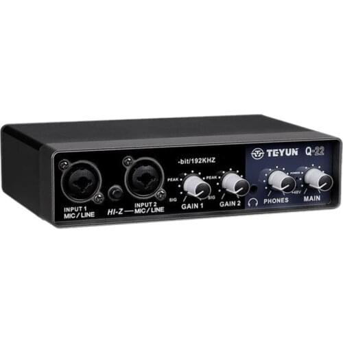 Q-22 Sound Card Professional HiFi AD and DA Converters with A Resolution of 24 Bits / 192Khz Sound Card for Pc